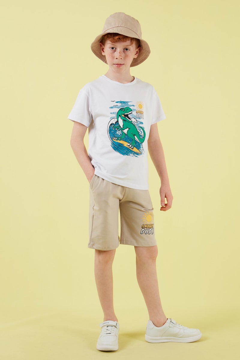 Lela Cotton Regular Fit Crew Neck Top and Bottom Set with Shorts Boy's Suit 6212019 - Image 1