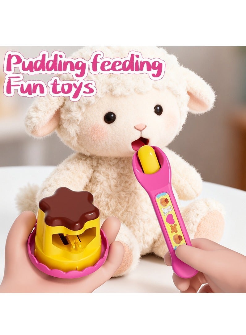 لعبة إطعام البودنج، لعبة تخفيف التوتر، محاكاة إطعام البودنج الكرتوني، لعبة مطبخ، لعبة إطعام تظاهرية للأطفال، أعياد الميلاد، مجموعات هدايا حفلات لعب الأدوار للبنات والأولاد من سن 3 سنوات فما فوق - Image 2