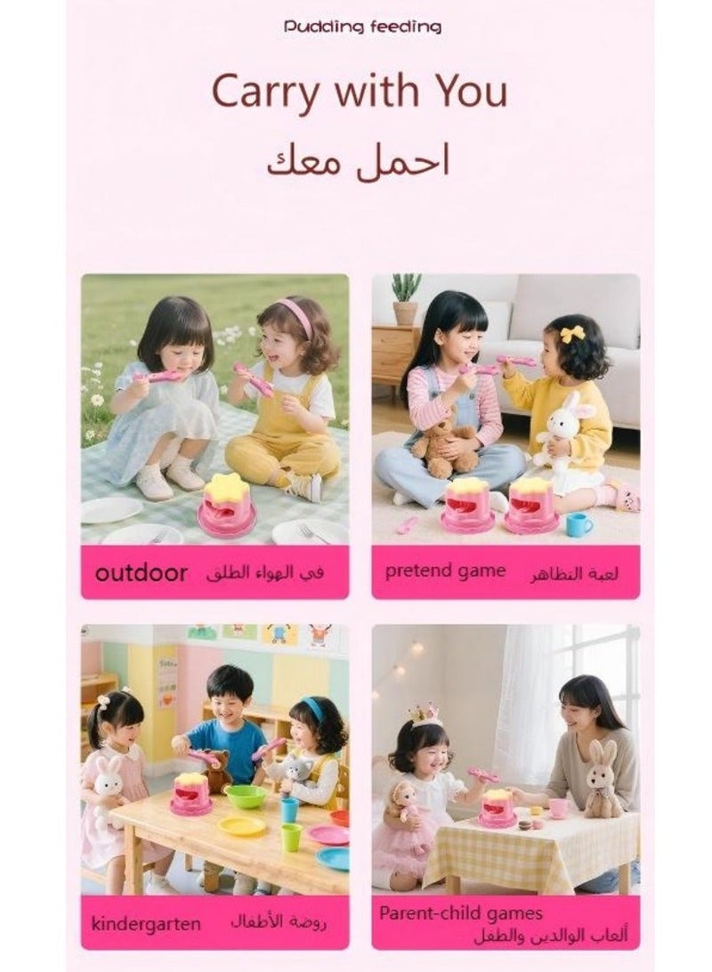 لعبة إطعام البودنج، لعبة تخفيف التوتر، محاكاة إطعام البودنج الكرتوني، لعبة مطبخ، لعبة إطعام تظاهرية للأطفال، أعياد الميلاد، مجموعات هدايا حفلات لعب الأدوار للبنات والأولاد من سن 3 سنوات فما فوق - Image 4