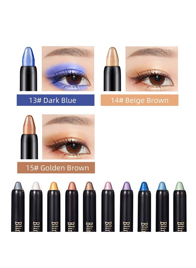 LSxia 15 Colors Glitter Eyeshadow Stick Colorful Set Shimmer Glitter Pearl Cream Eye Shadow Stick Eyeshadow Crayon Shiny Colored Sticks Eyeshadow Pen Eye Makeup Long Lasting Smooth Eye Shadow Stick  - Image 5