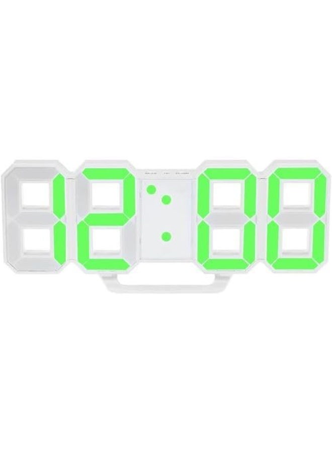 3D LED Digital Wall Clock – Green Light Digital Wall Clock with Alarm, Date and Temperature Display – Adjustable Brightness – USB Powered – Suitable for Office and Bedroom - Image 1