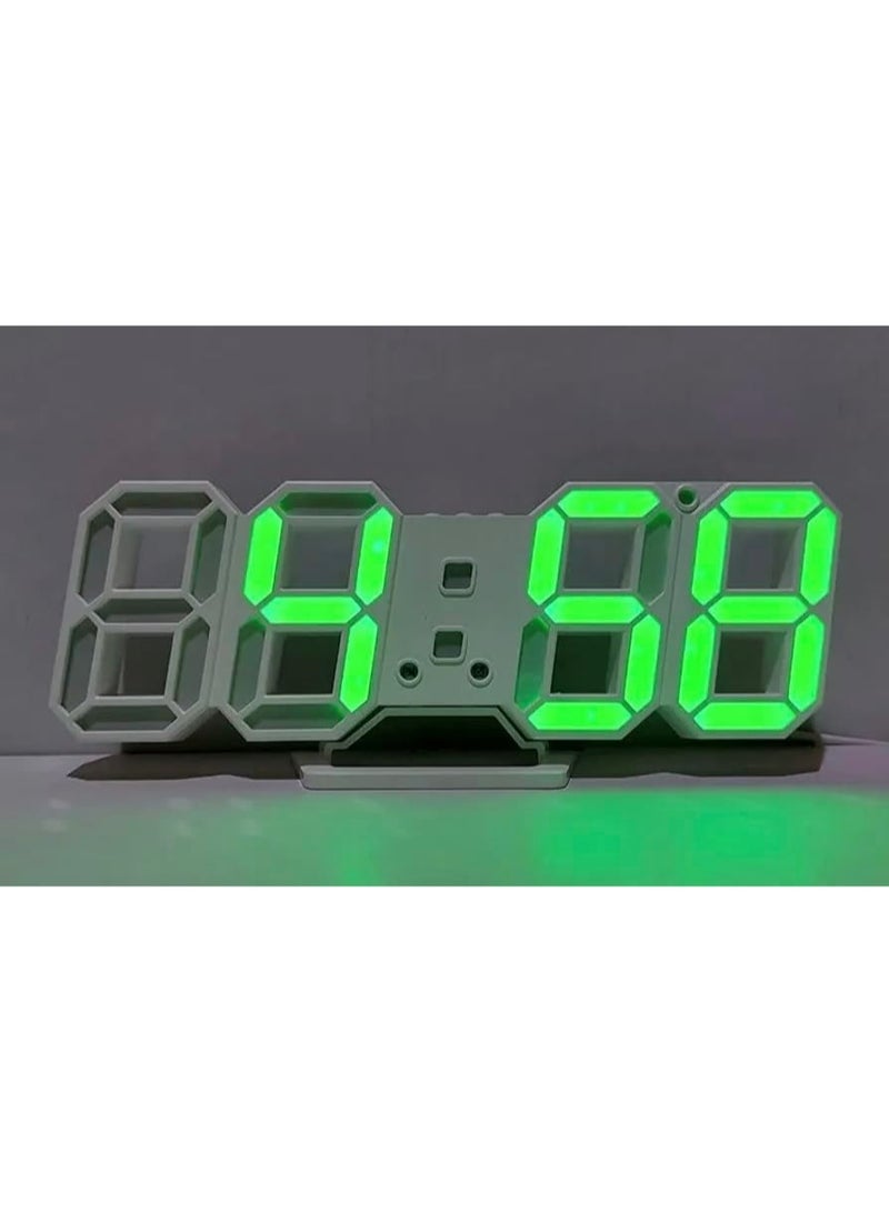 3D LED Digital Wall Clock – Green Light Digital Wall Clock with Alarm, Date and Temperature Display – Adjustable Brightness – USB Powered – Suitable for Office and Bedroom - Image 5