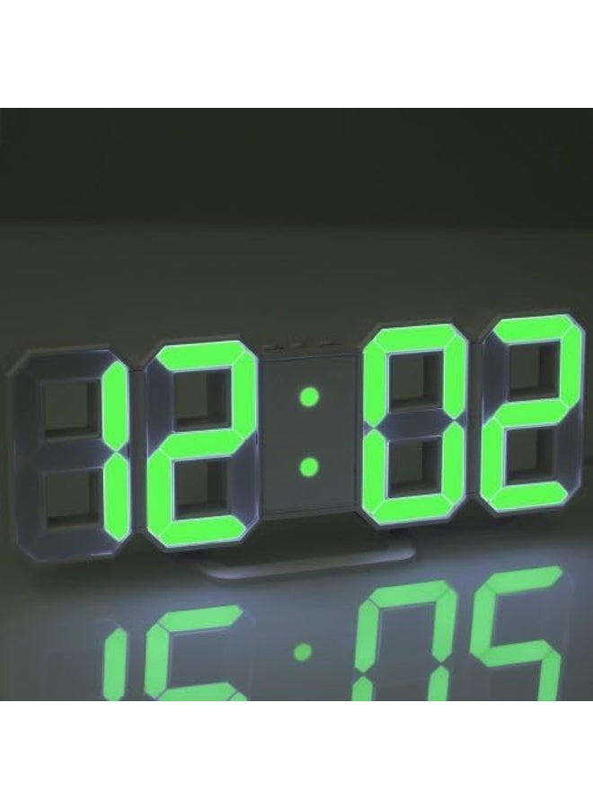 3D LED Digital Wall Clock – Green Light Digital Wall Clock with Alarm, Date and Temperature Display – Adjustable Brightness – USB Powered – Suitable for Office and Bedroom - Image 4