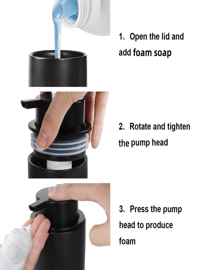 Fvstar Soap Dispenser and Toothbrush Holder Set,Foaming Hand Soap Dispenser with Large Pump,Toothbrush Toothpaste Holder with Divider, Matte Black Bathroom Accessories Set - Image 3