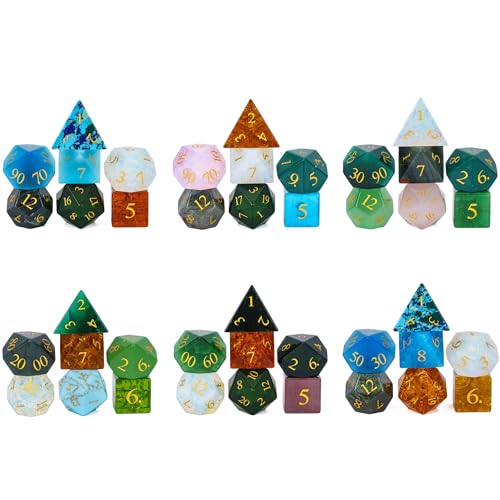 UDIXI Stone DND Dice Set 7PCS Gemstone Dice with Gift Case Glass DD Polyhedral for Role Playing Game and Other Tabletop Games - Image 4