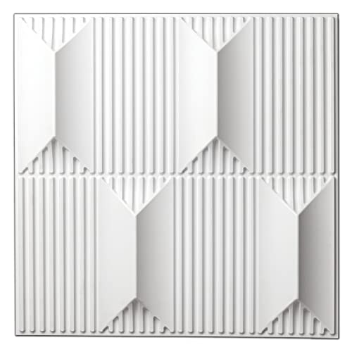 Art3dwallpanels PVC 3D Wall Panel for Interior Wall Décor, 19.7" x 19.7" Wall Decor PVC 3D Wall Panels, 3D Textured Wall Panels, Pack of 12 Tiles, White - Image 1