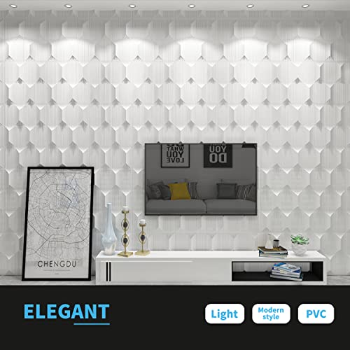 Art3dwallpanels PVC 3D Wall Panel for Interior Wall Décor, 19.7" x 19.7" Wall Decor PVC 3D Wall Panels, 3D Textured Wall Panels, Pack of 12 Tiles, White - Image 4