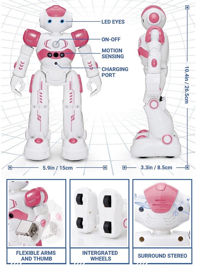 KingsDragon RC Robot Toys for Kids, Gesture & Sensing Remote Control Robot for Age 3 4 5 6 7 8 Year Old Boys Girls Birthday Present (Pink) - Image 2