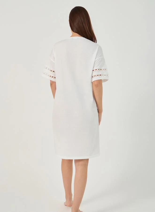 Styli Eyelet Trim Dress