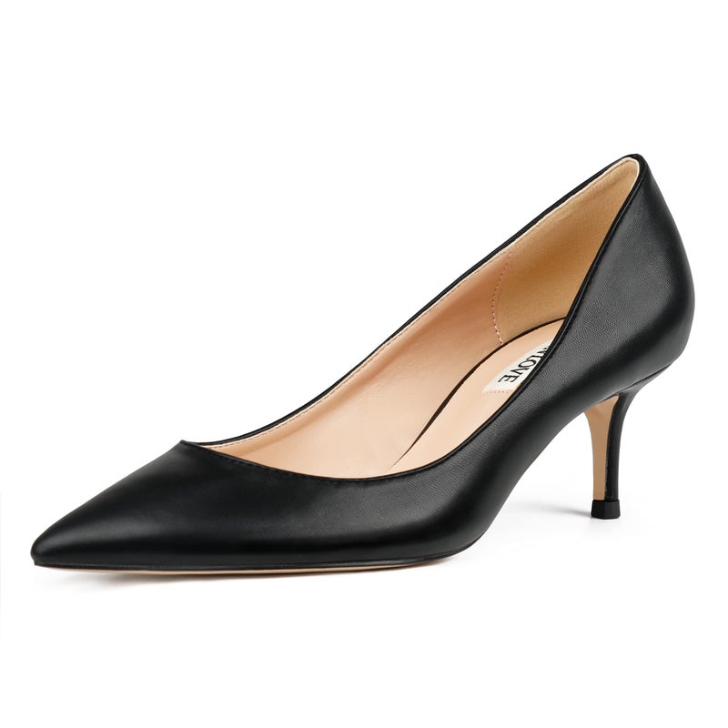 JOY IN LOVE Women's Shoes Low Heels Pointy Toe Kitten Heel Daily Pumps Black Matte 8.5 US - Image 1