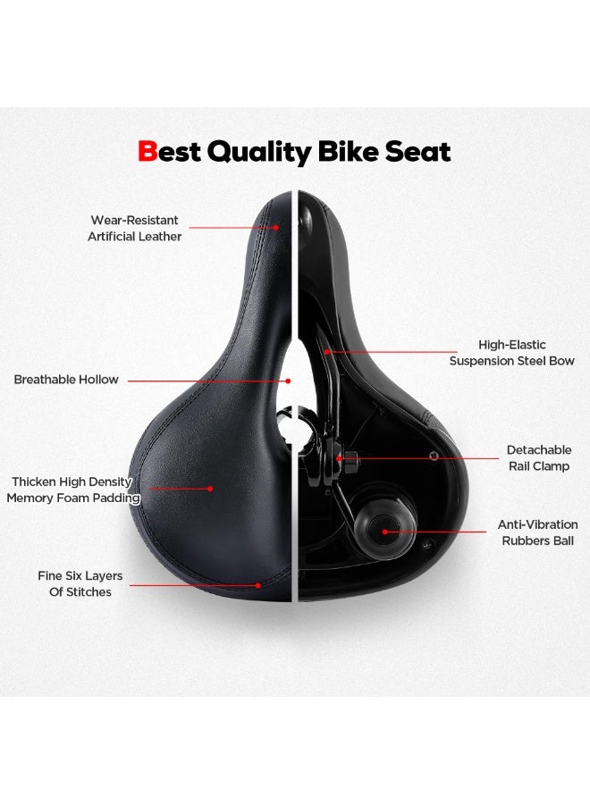 KISSUN Comfort Bike Seat for Women or Men, Bicycle Saddle Replacement Padded Soft High Density Memory Foam with Dual Shock Absorbing Rubber Balls Suspension Universal Fit for Indoor/Outdoor Bikes - Image 3
