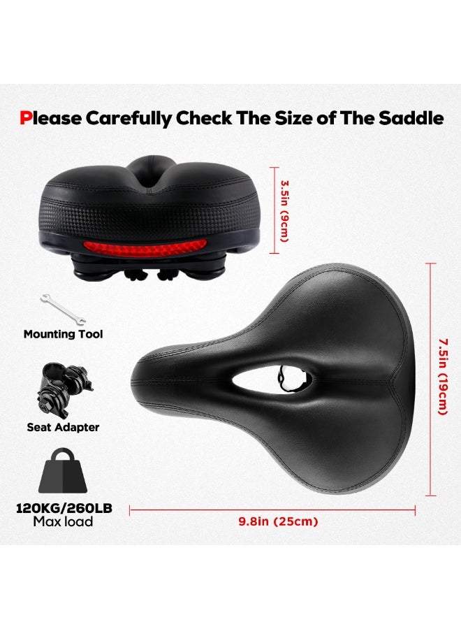 KISSUN Comfort Bike Seat for Women or Men, Bicycle Saddle Replacement Padded Soft High Density Memory Foam with Dual Shock Absorbing Rubber Balls Suspension Universal Fit for Indoor/Outdoor Bikes - Image 2