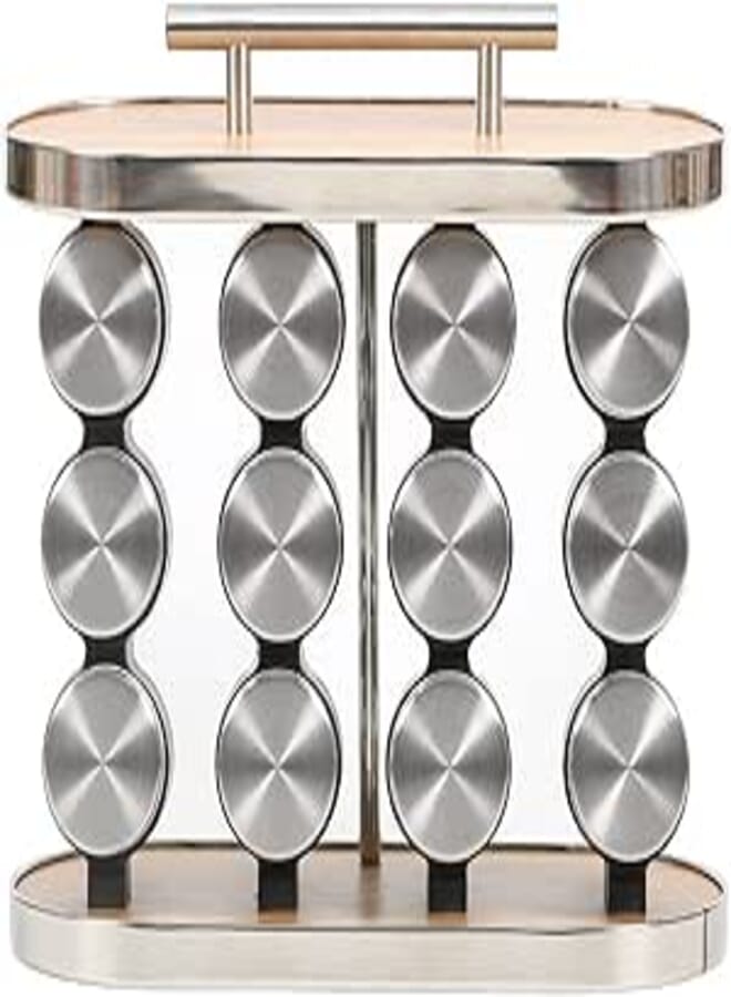 Joyeee Spice Rack Set with 12 Spice Jars, 3 Tier Kitchen Spice Tower Organizer for Cabinet, Seasoning Spice Jars with Spice Labels for Countertop, Pantry, Cupboard, 9.5" H x 5" W x 11.5" L