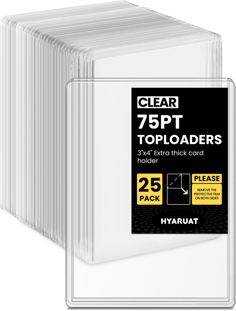 HYARUAT 75pt Top Loaders for Cards 3x4 Extra Thick Holder with Protective Film Toploader Card Protectors Hard Plastic 25Count - Image 2