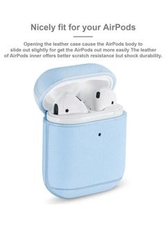 Generic Genuine Leather Earphone Protective Case for Apple AirPods 1/2 Blue  - Image 3