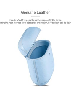 Generic Genuine Leather Earphone Protective Case for Apple AirPods 1/2 Blue  - Image 4
