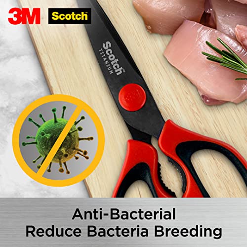 Scotch  3M Scotch Titanium Kitchen Scissors | Anti-microbial, rust-free and detachable blades | Cuts through meat, soft bones | Nut-cracker | Scaling fish - Image 4