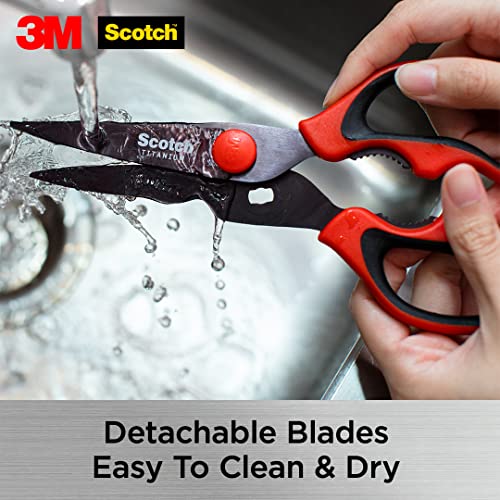 Scotch  3M Scotch Titanium Kitchen Scissors | Anti-microbial, rust-free and detachable blades | Cuts through meat, soft bones | Nut-cracker | Scaling fish - Image 5