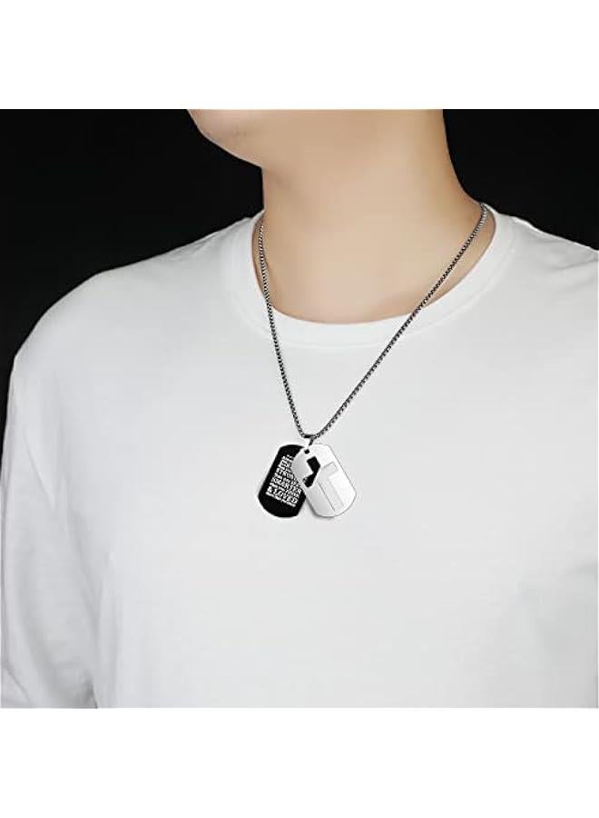 Arabest Dog Tag Necklace for Men Bible Verse Cross Pendant Stainless Steel Chain 24inch Inspirational Christian Jewelry Meaningful Religious Gift for Boys - Image 5