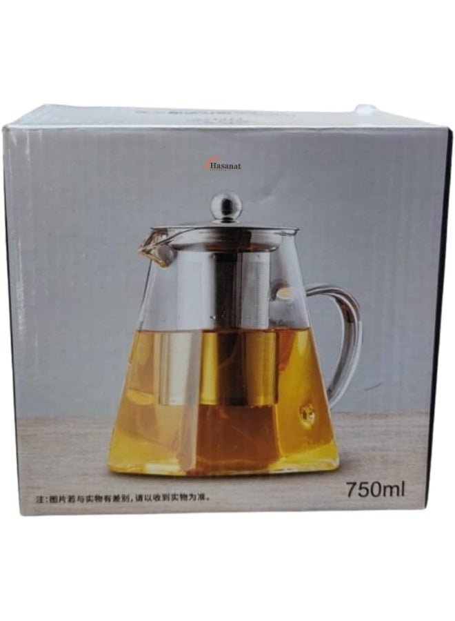 HASANAT ESSENTIALS Essentials Small Clear Borosilicate Glass Teapot â€“ Heat-Resistant with 304 Stainless Steel Infuser (Loose Leaf, Stovetop Safe)  - Image 1