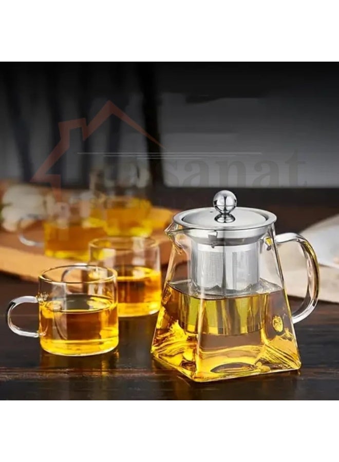 HASANAT ESSENTIALS Essentials Small Clear Borosilicate Glass Teapot â€“ Heat-Resistant with 304 Stainless Steel Infuser (Loose Leaf, Stovetop Safe)  - Image 4