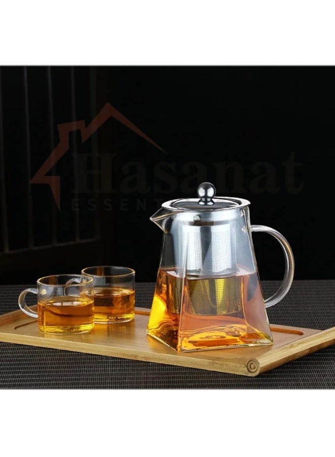 HASANAT ESSENTIALS Essentials Small Clear Borosilicate Glass Teapot â€“ Heat-Resistant with 304 Stainless Steel Infuser (Loose Leaf, Stovetop Safe)  - Image 3
