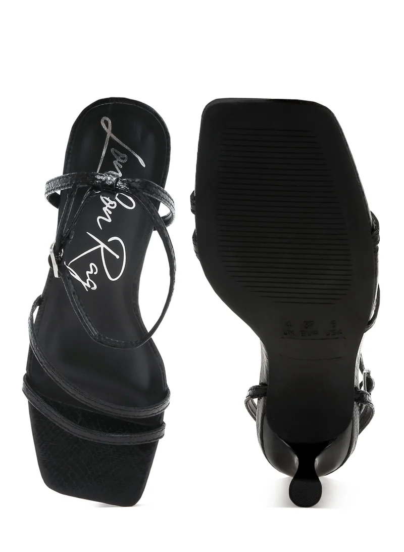 London Rag Faux Leather Strappy Sandals in Black