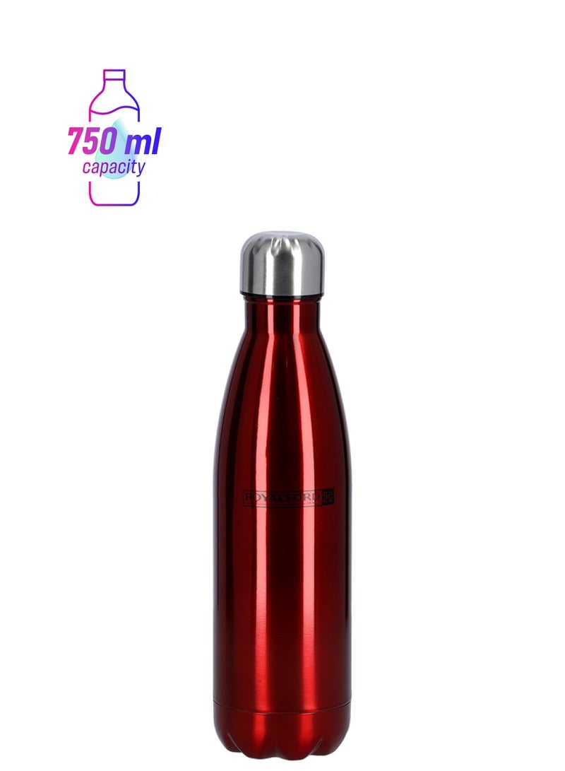Royalford Stainless Steel Water Bottle Red 750ml - Image 1