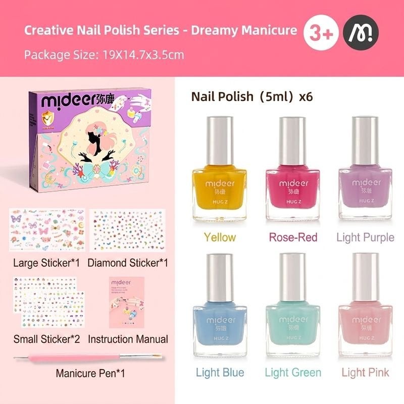 Mideer Princess Milu Fantasy Girl Tattoo & Nail Sticker Set - 6 Themed Packs for Kids