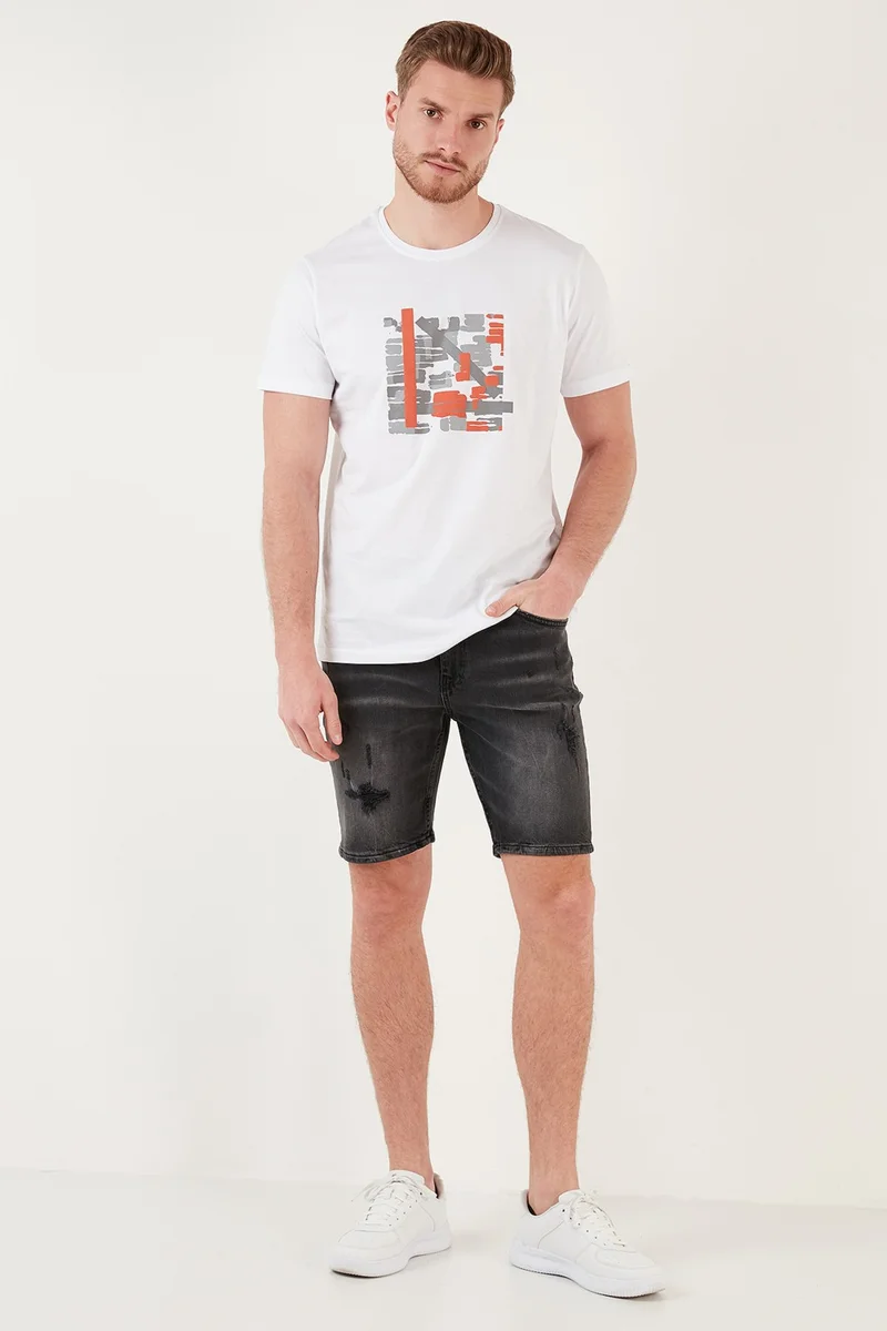 بوراتي Cotton Normal Waist Slim Fit Denim Short Men's Short 4501M07IBIZA