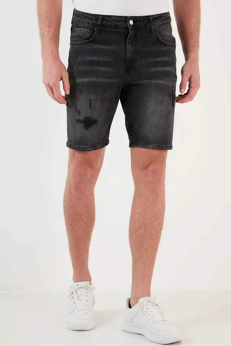 بوراتي Cotton Normal Waist Slim Fit Denim Short Men's Short 4501M07IBIZA