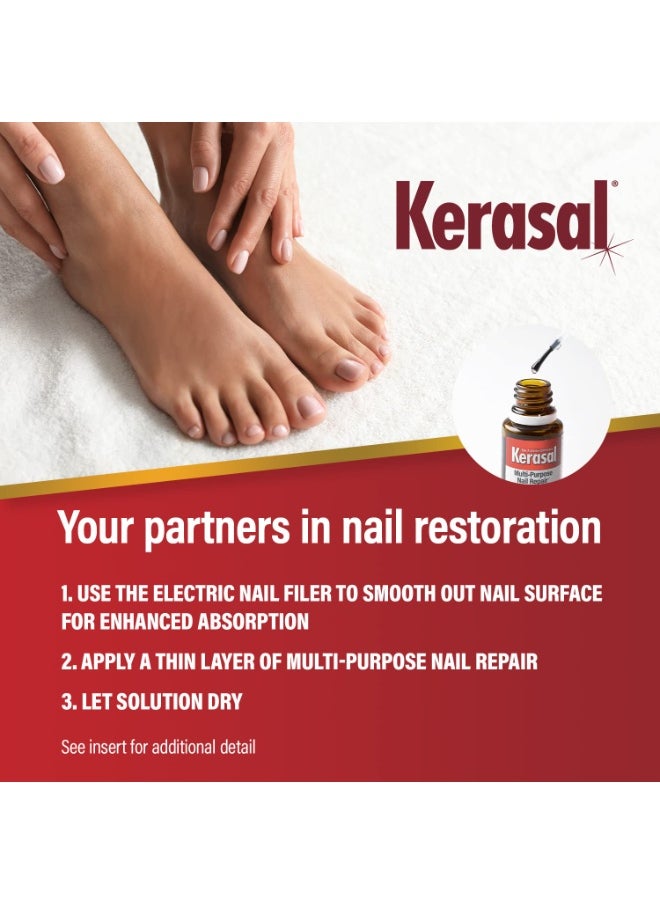 Kerasal Kerasal Multi-Purpose Nail Repair and Electric Nail File Kit - Nail Repair for Damaged Nails - Nail Care Kit Includes 0.43 fl oz Solution and Electric Nail File  - Image 3