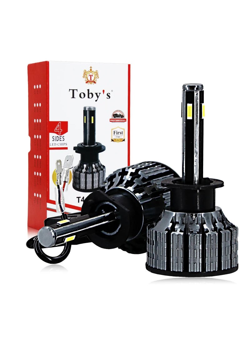 Toby's 2 Pieces H1 Car LED Headlight Bulbs Original 60W Power 6000 Lumens With Color Temperature 6500K  - Image 1