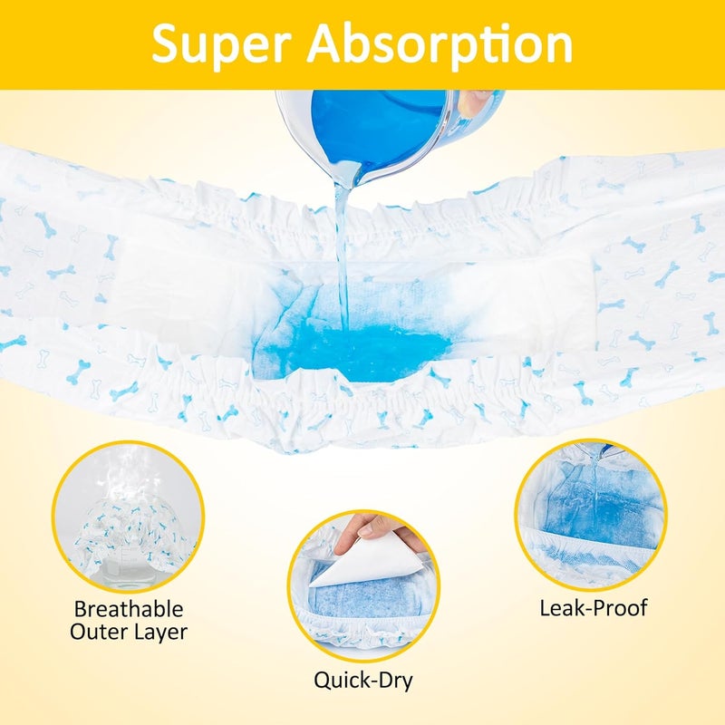 Dono حفاضات كلاب قابلة للتصرف للذكور، لفائف كلاب ذكور فائقة الامتصاص، حفاضات ناعمة للكلاب الذكور، مع مؤشر الرطوبة، 10 قطع، م (18"-25") - Image 5