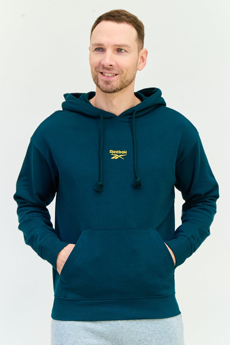 Reebok هودي تدريب بأكمام طويلة للرجال، لون أخضر مزرق - Image 1