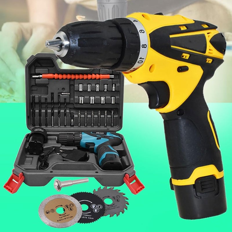 Galaxe Cordless 12V brush center cordless drill machine power drills electric wood drill machine with 3pcs mini circular saw blades cutting disc GLX12V3CD5 31pcs tool kit - Image 1