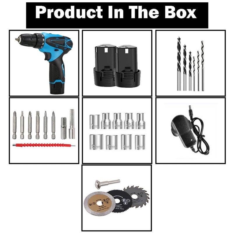 Galaxe Cordless 12V brush center cordless drill machine power drills electric wood drill machine with 3pcs mini circular saw blades cutting disc GLX12V3CD5 31pcs tool kit - Image 2