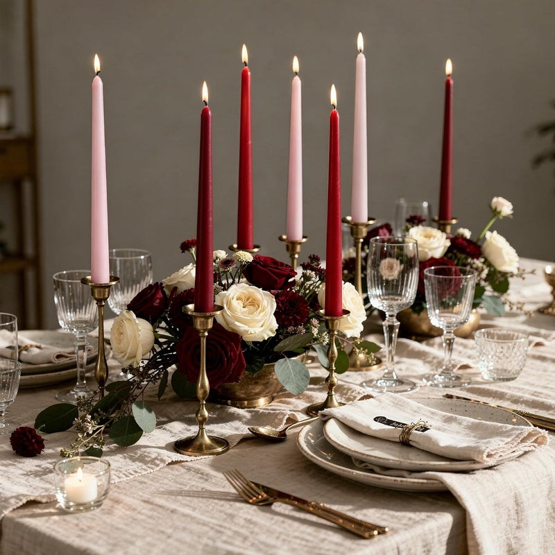 Viyffo Taper Candles 10 Inch Red 12 Pack Unscented, Smokeless Long Tall Tapered Candlesticks Wedding Home Decor Dinner Natural Color Series - Image 4