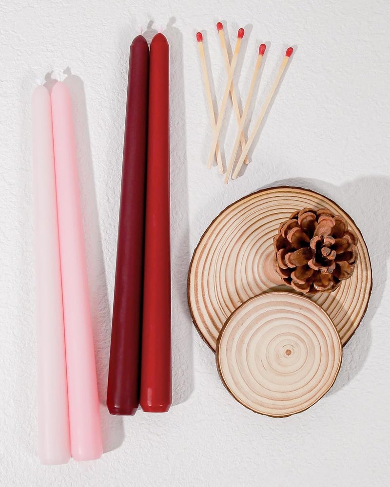 Viyffo Taper Candles 10 Inch Red 12 Pack Unscented, Smokeless Long Tall Tapered Candlesticks Wedding Home Decor Dinner Natural Color Series - Image 2