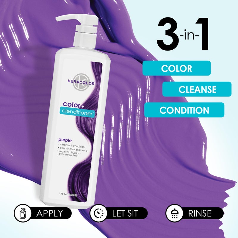 Keracolor Clenditioner PURPLE Hair Dye - Semi Permanent Hair Color Depositing Conditioner, Cruelty-free, 33.8 Fl. Oz. - Image 4