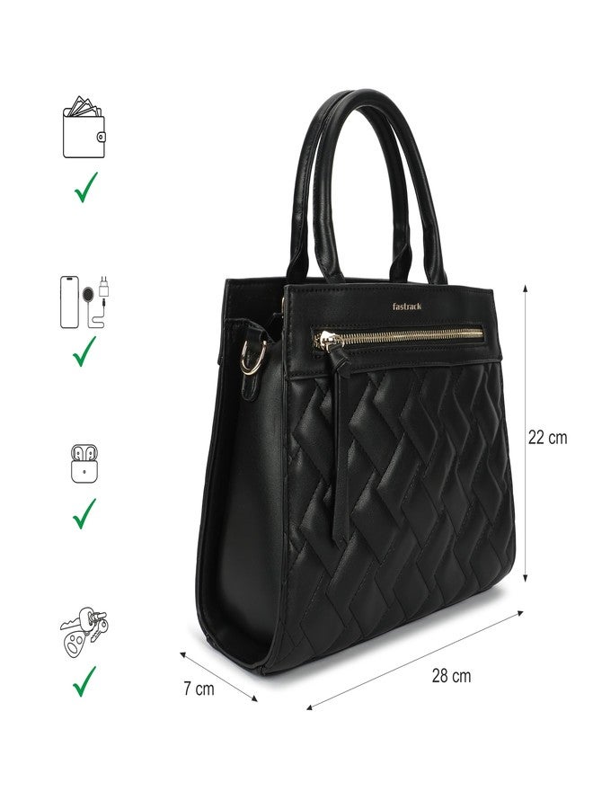 Fastrack Metroweave Satchel | Women’s Faux-Leather Satchel| Quilted Design, Gold Hardware & Dual Carry Options - Image 4