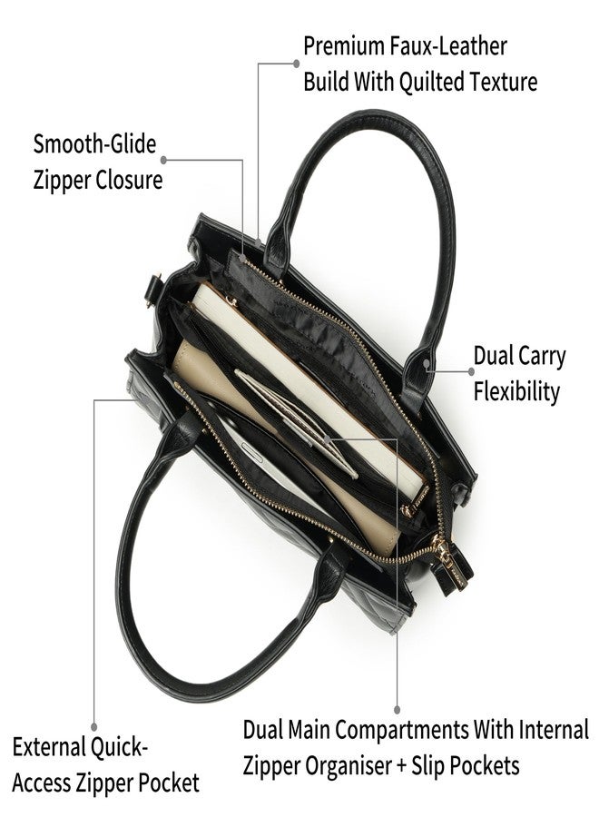 Fastrack Metroweave Satchel | Women’s Faux-Leather Satchel| Quilted Design, Gold Hardware & Dual Carry Options - Image 3