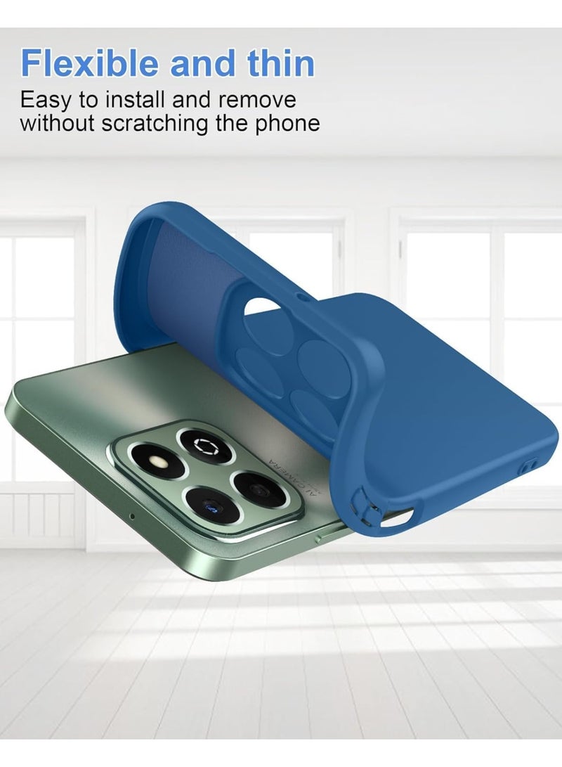 Muzz حافظة لهاتف Honor X7d بومبر مطاطي سائل مع بطانة ميكروفايبر ناعمة ووسادة رقيقة مضادة للصدمات مع غطاء حماية للكاميرا لهاتف Honor X7d 5G (أزرق) - Image 3