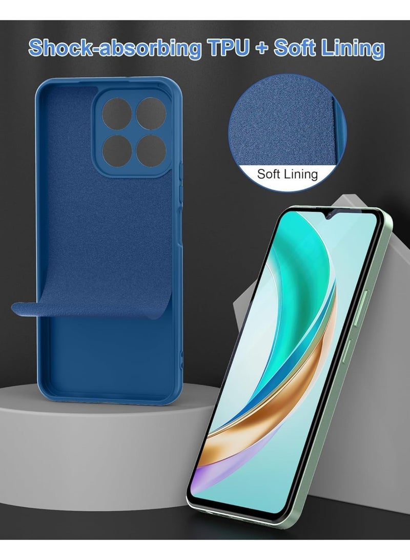 Muzz حافظة لهاتف Honor X7d بومبر مطاطي سائل مع بطانة ميكروفايبر ناعمة ووسادة رقيقة مضادة للصدمات مع غطاء حماية للكاميرا لهاتف Honor X7d 5G (أزرق) - Image 5