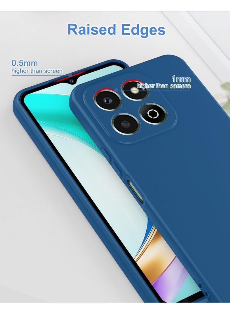 Muzz حافظة لهاتف Honor X7d بومبر مطاطي سائل مع بطانة ميكروفايبر ناعمة ووسادة رقيقة مضادة للصدمات مع غطاء حماية للكاميرا لهاتف Honor X7d 5G (أزرق) - Image 2