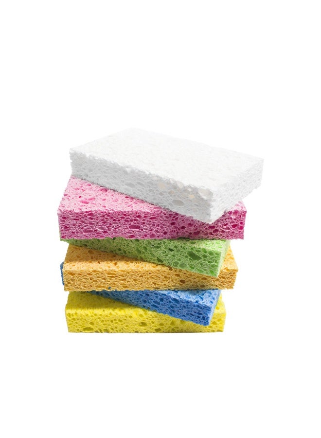 الإسفنج السليولوزي، إسفنج مطبخ متين للتنظيف الشديد، ينظف البقع الصعبة دون خدش، إسفنج صديق للبيئة ينفتح تلقائياً (6 قطع) - Image 1