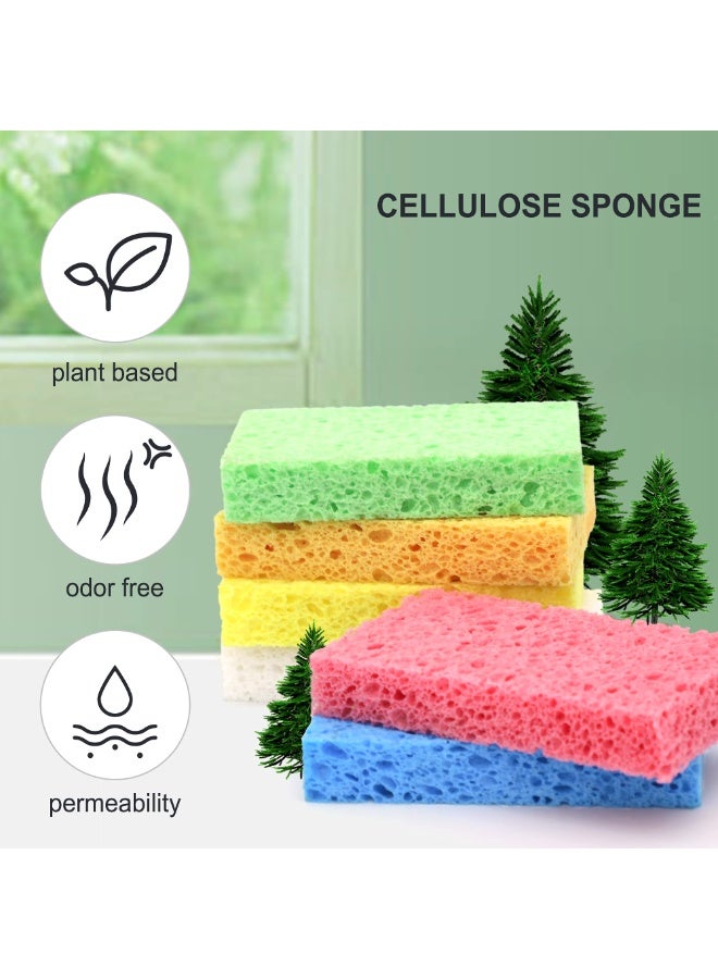 الإسفنج السليولوزي، إسفنج مطبخ متين للتنظيف الشديد، ينظف البقع الصعبة دون خدش، إسفنج صديق للبيئة ينفتح تلقائياً (6 قطع) - Image 3