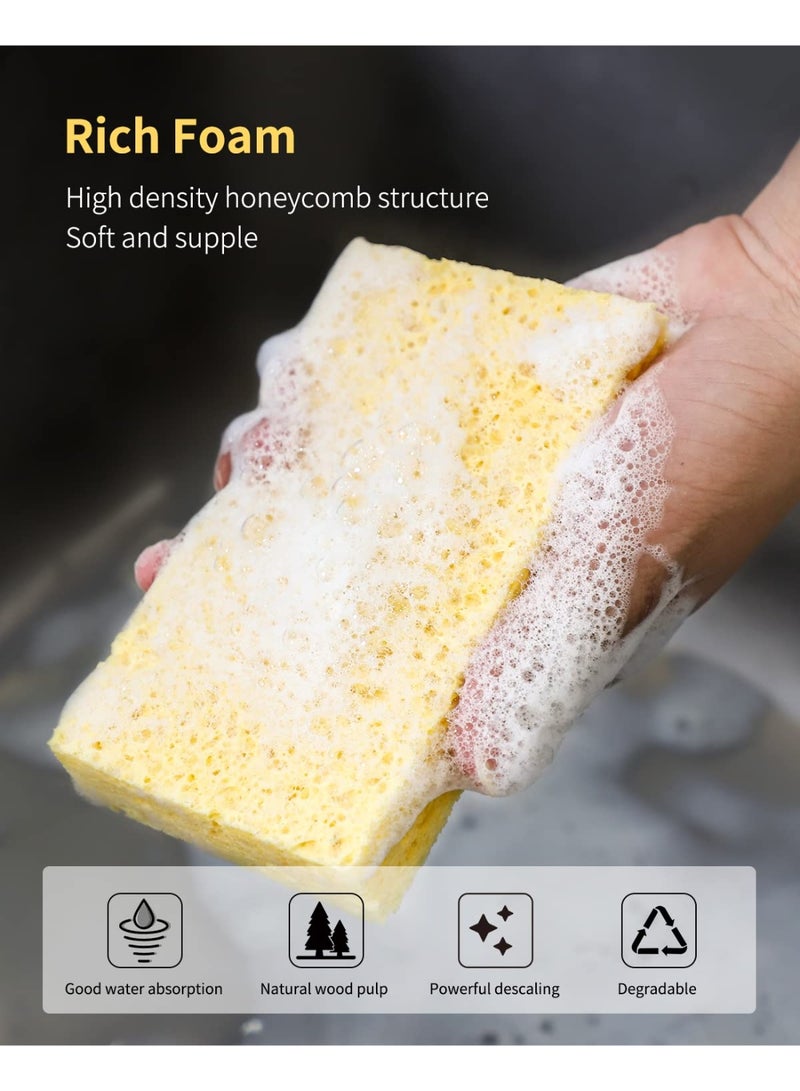 الإسفنج السليولوزي، إسفنج مطبخ متين للتنظيف الشديد، ينظف البقع الصعبة دون خدش، إسفنج صديق للبيئة ينفتح تلقائياً (6 قطع) - Image 5
