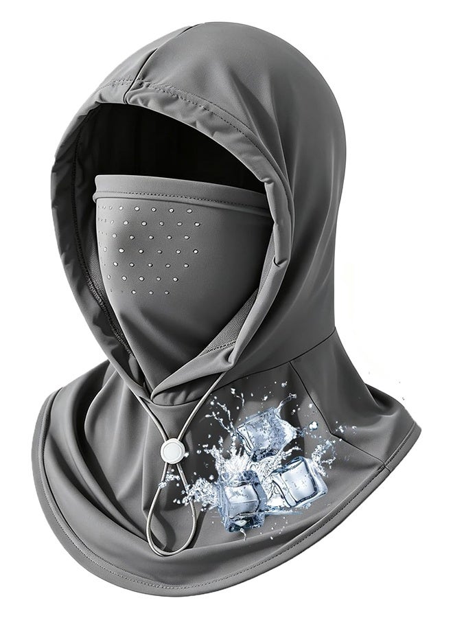 Wffo Summer UV Protection Balaclava Hat with Neck Guard & Face Mask for Cycling, Travel & Outdoor Activities - Unisex/Dark Gray - Image 1