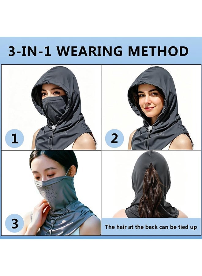 Wffo Summer UV Protection Balaclava Hat with Neck Guard & Face Mask for Cycling, Travel & Outdoor Activities - Unisex/Dark Gray - Image 4